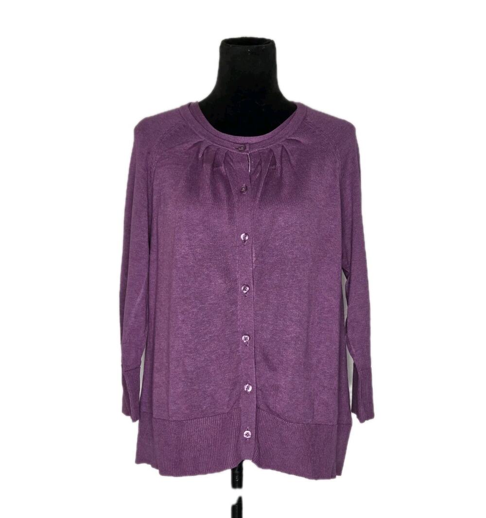 Coldwater Creek Silk Blend Cardigan Tank Set Purple XL 2Pc Lightweight Sweater